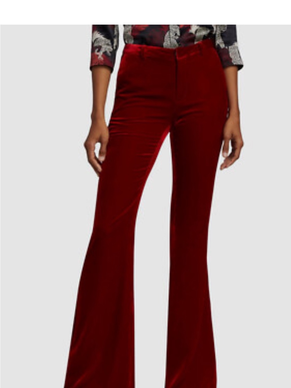 L'AGENCE Velvet Flare Pants in Burgundy Red